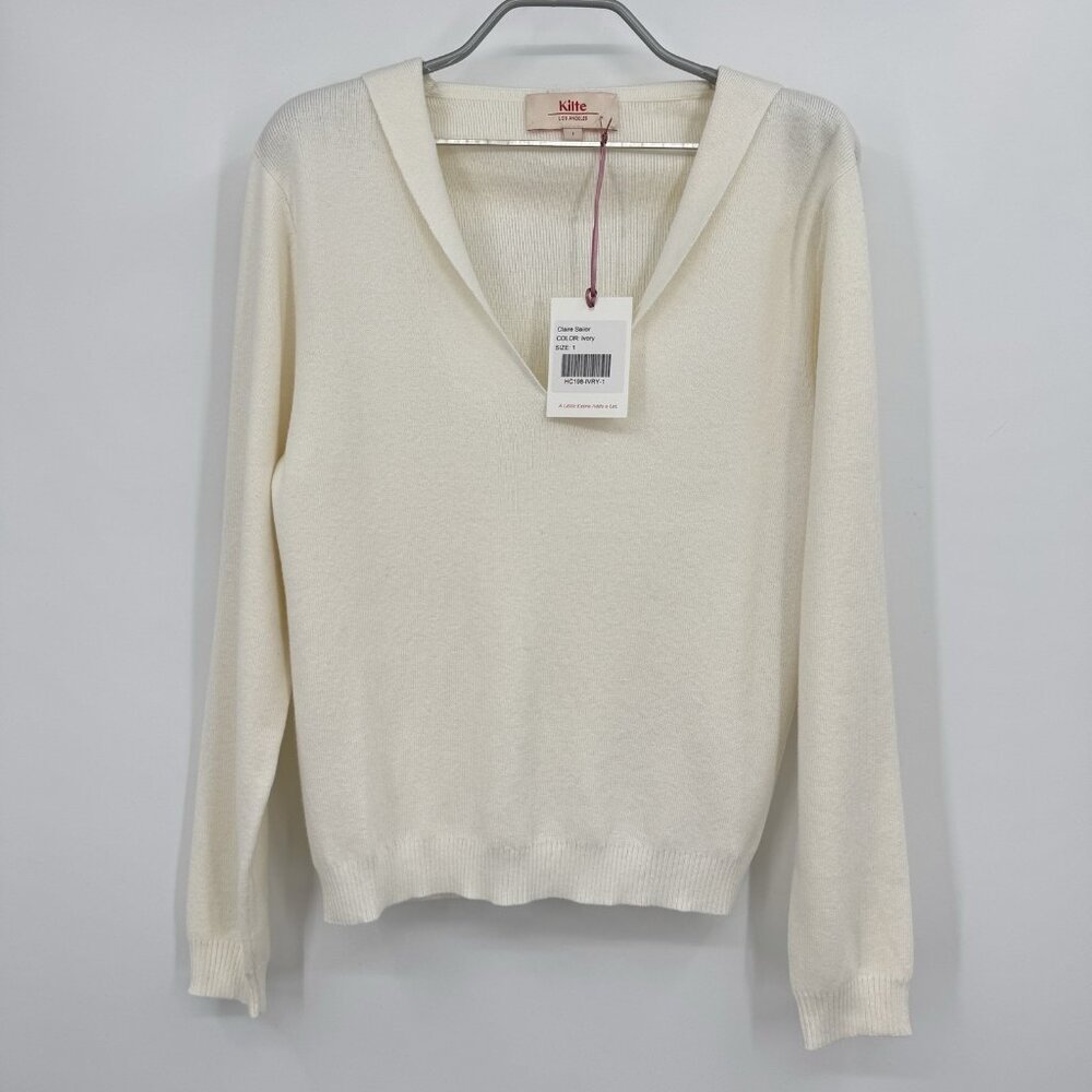 Kilte Collection Cotton-Cashmere Claire Sailor Pullover Sweater size 1 S Ivory